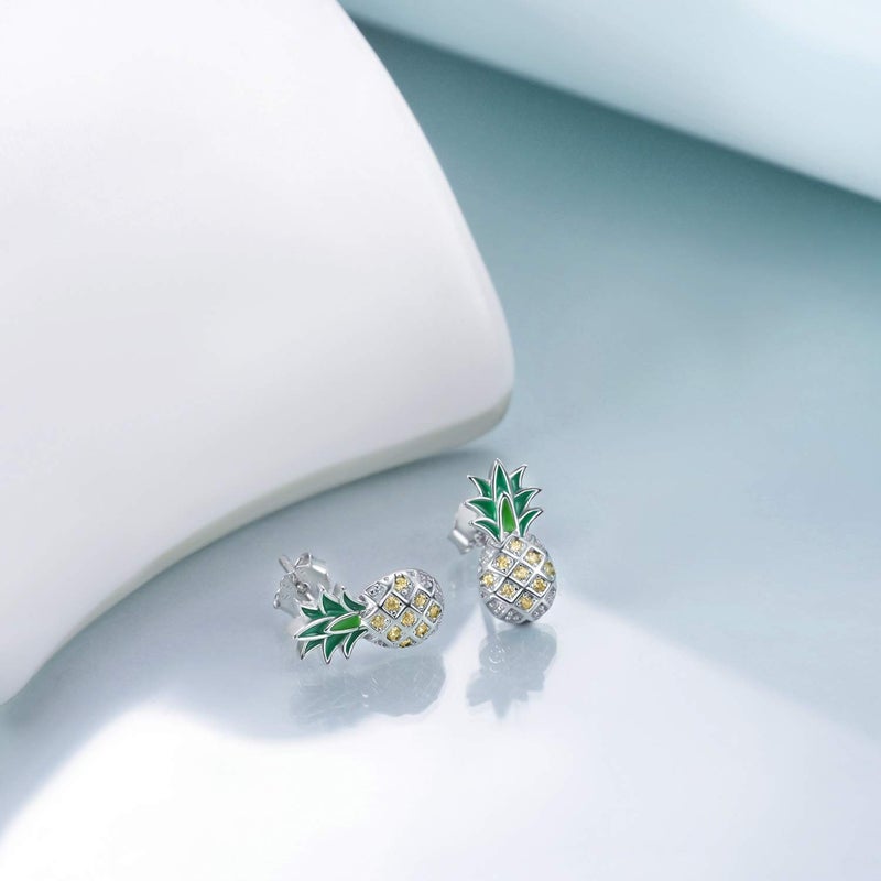 LUHE Pineapple Earrings Gifts for Her Women Sterling Silver Pineapple Stud Earrings Jewelry Studs Gifts for Women Teens - Image 5